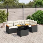 Set mobilier de grădină cu perne, 6 piese, negru, poliratan GartenMobel Dekor