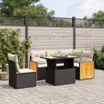Set mobilier de grădină cu perne, 6 piese, negru, poliratan GartenMobel Dekor