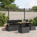Set mobilier de grădină cu perne, 6 piese, negru, poliratan GartenMobel Dekor