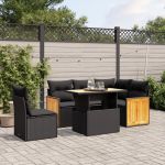 Set mobilier de grădină cu perne, 6 piese, negru, poliratan GartenMobel Dekor