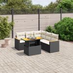 Set mobilier de grădină cu perne, 6 piese, negru, poliratan GartenMobel Dekor