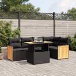 Set mobilier de grădină cu perne, 6 piese, negru, poliratan GartenMobel Dekor