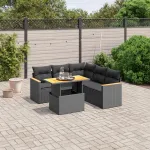 Set mobilier de grădină cu perne, 6 piese, negru, poliratan GartenMobel Dekor