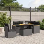 Set mobilier de grădină cu perne, 6 piese, negru, poliratan GartenMobel Dekor