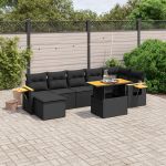 Set mobilier de grădină cu perne, 8 piese, negru, poliratan GartenMobel Dekor