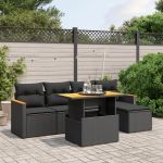 Set mobilier de grădină cu perne, 6 piese, negru, poliratan GartenMobel Dekor