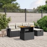 Set mobilier de grădină cu perne, 6 piese, negru, poliratan GartenMobel Dekor
