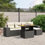 Set mobilier de grădină cu perne, 6 piese, negru, poliratan GartenMobel Dekor