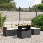 Set mobilier de grădină cu perne, 6 piese, negru, poliratan GartenMobel Dekor