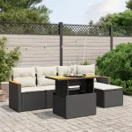 Set mobilier de grădină cu perne, 6 piese, negru, poliratan GartenMobel Dekor