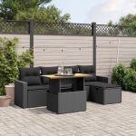 Set mobilier de grădină cu perne, 6 piese, negru, poliratan GartenMobel Dekor