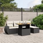 Set mobilier de grădină cu perne, 6 piese, negru, poliratan GartenMobel Dekor