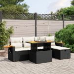 Set mobilier de grădină cu perne, 6 piese, negru, poliratan GartenMobel Dekor