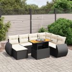 Set mobilier de grădină cu perne, 8 piese, negru, poliratan GartenMobel Dekor