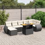 Set mobilier de grădină cu perne, 8 piese, negru, poliratan GartenMobel Dekor