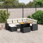 Set mobilier de grădină cu perne, 8 piese, negru, poliratan GartenMobel Dekor