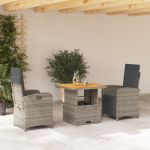Set mobilier de grădină cu perne, 3 piese, gri, poliratan GartenMobel Dekor