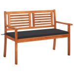 Bancă grădină 2 locuri cu pernă, 120 cm, lemn masiv eucalipt GartenMobel Dekor