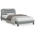 Cadru de pat cu tăblie, gri deschis, 100x200 cm, textil GartenMobel Dekor