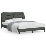 Cadru de pat cu tăblie, gri închis, 140x200 cm, textil GartenMobel Dekor