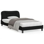Cadru de pat cu tăblie, negru, 100x200 cm, textil GartenMobel Dekor
