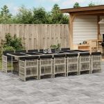 Set mobilier de grădină cu perne 13 piese gri deschis poliratan GartenMobel Dekor