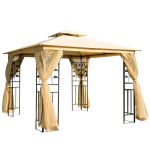 Pavilion/foisor pentru gradina/terasa, cadru metalic, cu perdele, galben, 3x3x2.65 m GartenVIP DiyLine