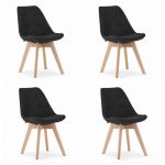 Set 4 scaune bucatarie/living, Artool, Nori, textil, lemn, negru, 48.5x54x84 cm GartenVIP DiyLine