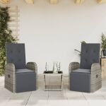 Set mobilier de grădină cu perne, 3 piese, gri, poliratan GartenMobel Dekor