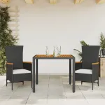 Set mobilier de grădină cu perne, 3 piese, negru, poliratan GartenMobel Dekor
