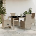 Set mobilier de grădină cu perne, 5 piese, bej, poliratan GartenMobel Dekor