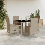 Set mobilier de grădină cu perne, 5 piese, bej, poliratan GartenMobel Dekor