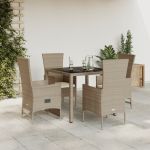Set mobilier de grădină cu perne, 5 piese, bej, poliratan GartenMobel Dekor