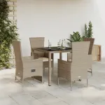 Set mobilier de grădină cu perne, 5 piese, bej, poliratan GartenMobel Dekor