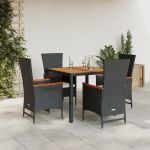 Set mobilier de grădină cu perne, 5 piese, negru, poliratan GartenMobel Dekor