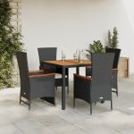Set mobilier de grădină cu perne, 5 piese, negru, poliratan GartenMobel Dekor
