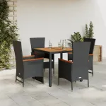 Set mobilier de grădină cu perne, 5 piese, negru, poliratan GartenMobel Dekor