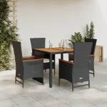 Set mobilier de grădină cu perne, 5 piese, negru, poliratan GartenMobel Dekor