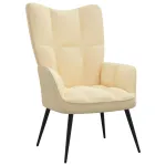 Scaun de relaxare, alb crem, catifea GartenMobel Dekor