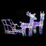 Decorațiune de Crăciun reni și sanie 160 LED-uri 130 cm acril GartenMobel Dekor