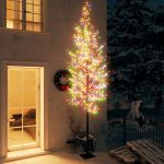 Pom Crăciun, 1200 LED-uri lumină colorată, flori cireș, 400cm GartenMobel Dekor