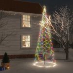 Pom de Crăciun cu stâlp de metal, 1400 LED-uri, colorat, 5 m GartenMobel Dekor