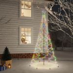 Pom de Crăciun cu stâlp de metal, 500 LED-uri colorate, 3 m GartenMobel Dekor