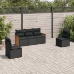 Set mobilier de grădină cu perne, 5 piese, negru, poliratan GartenMobel Dekor
