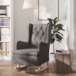 Fotoliu picioare balansoar din lemn de hevea gri închis textil GartenMobel Dekor
