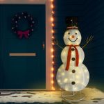 Figurină decorativă Crăciun om zăpadă LED 180 cm țesătură lux GartenMobel Dekor