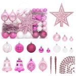 Set globuri de Crăciun, 108 piese, alb și roz GartenMobel Dekor