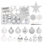 Set globuri de Crăciun, 108 piese, argintiu și alb GartenMobel Dekor