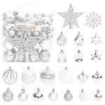 Set globuri de Crăciun, 70 piese, argintiu și alb GartenMobel Dekor