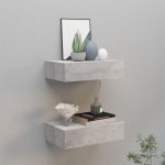 Dulapuri de perete cu sertar 2 buc. gri beton 40x23,5x10 cm MDF GartenMobel Dekor